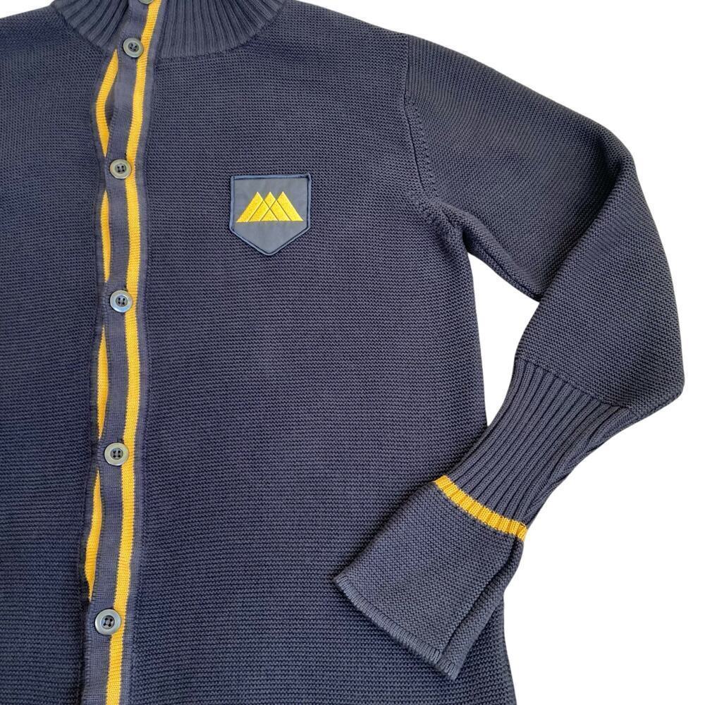Musterbrand Mens Sz L Destiny Knitted Long Cardigan Stormcaller Grey Yellow - Picture 8 of 16